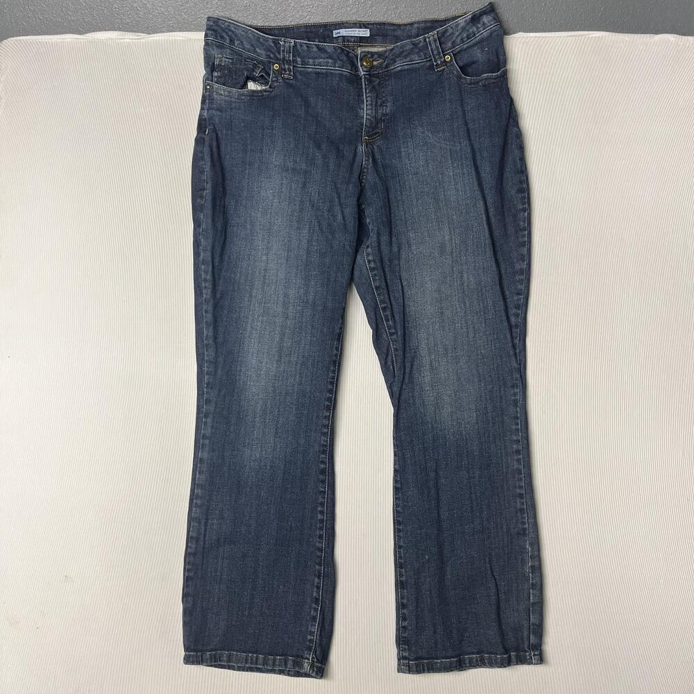 Lee Jeans Womens 18W Blue Medium Wash Mid Rise Straight Stretch Denim 38x31